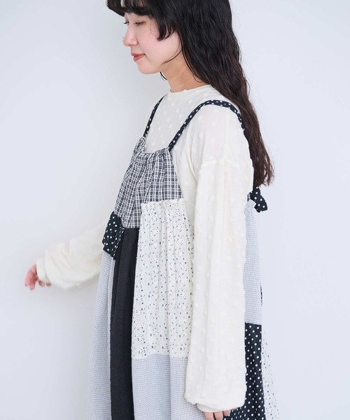 l'atelier du savon(アトリエドサボン)の「ベロアドット ロンT(Tシャツ/カットソー・レディース・ブラック/アイボリー・FREE)」の3枚目の写真
