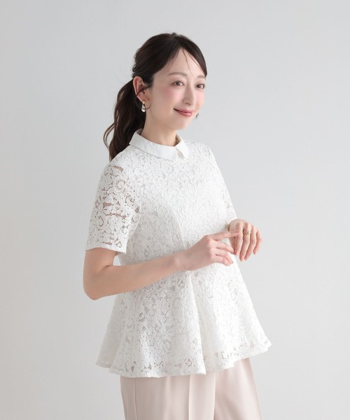 Mirenue(ミレニュー)の「襟付きレーストップス(その他トップス・レディース・ブラック/ホワイト・FREE)」の4枚目の写真