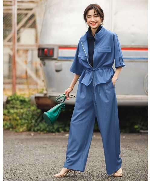 DoCLASSE( ドゥクラッセ)の「デニムライク・タックワイドパンツ(その他パンツ・レディース・インディゴブルー/ライトインディゴブルー・13/15 /9/7/11)」の2枚目の写真