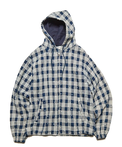 uniform experiment(ユニフォームエクスペリメント)の「STAR PRINT CHECK HOODED BLOUSON(ブルゾン・メンズ・インディゴブルー・1)」の1枚目の写真