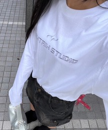シルバーメタリックプリントロンT／長袖Tシャツ