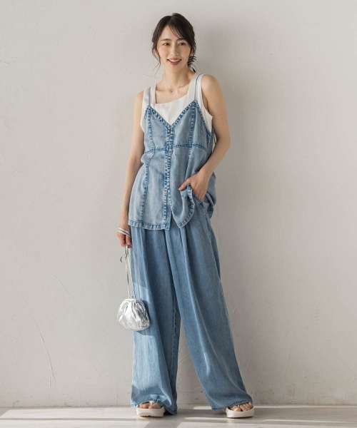 Droite lautreamont(ドロワットロートレアモン)の「Air DENIM キャミビスチェ(キャミソール・レディース・ブラック/ブルー・M)」の21枚目の写真