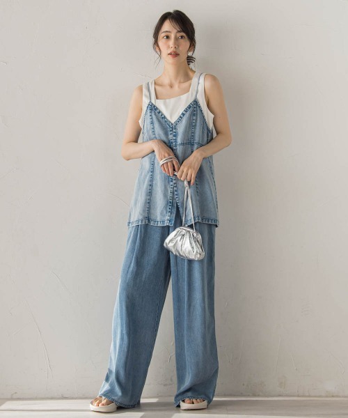 Droite lautreamont(ドロワットロートレアモン)の「Air DENIM キャミビスチェ(キャミソール・レディース・ブラック/ブルー・M)」の22枚目の写真