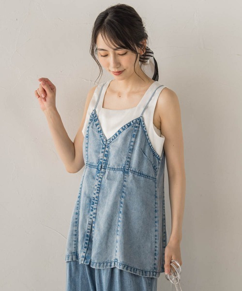 Droite lautreamont(ドロワットロートレアモン)の「Air DENIM キャミビスチェ(キャミソール・レディース・ブラック/ブルー・M)」の16枚目の写真