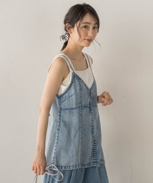 Droite lautreamont(ドロワットロートレアモン)の「Air DENIM キャミビスチェ(キャミソール・レディース・ブラック/ブルー・M)」の18枚目の写真