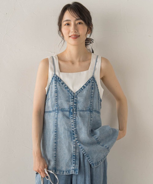Droite lautreamont(ドロワットロートレアモン)の「Air DENIM キャミビスチェ(キャミソール・レディース・ブラック/ブルー・M)」の19枚目の写真