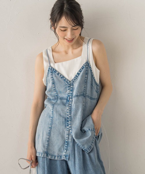 Droite lautreamont(ドロワットロートレアモン)の「Air DENIM キャミビスチェ(キャミソール・レディース・ブラック/ブルー・M)」の20枚目の写真
