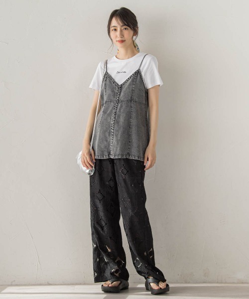 Droite lautreamont(ドロワットロートレアモン)の「Air DENIM キャミビスチェ(キャミソール・レディース・ブラック/ブルー・M)」の7枚目の写真