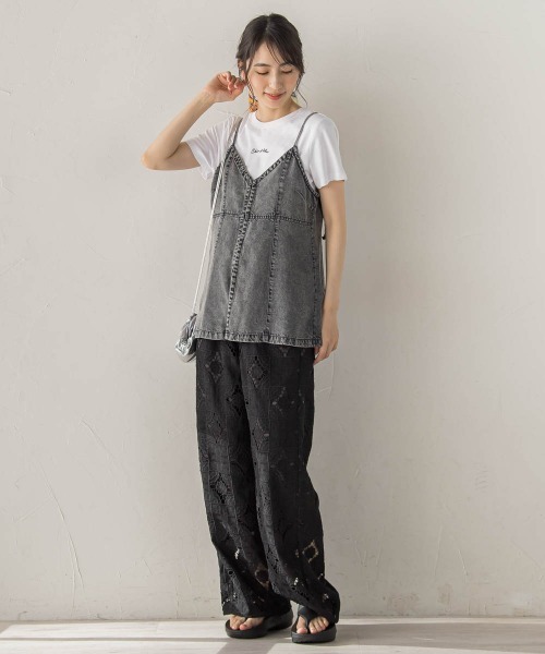 Droite lautreamont(ドロワットロートレアモン)の「Air DENIM キャミビスチェ(キャミソール・レディース・ブラック/ブルー・M)」の8枚目の写真