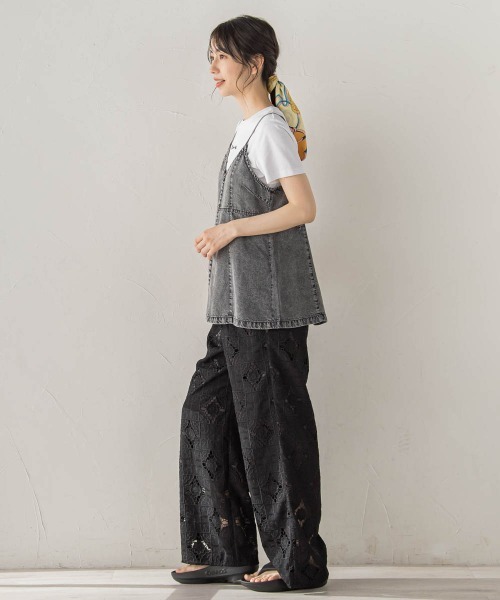Droite lautreamont(ドロワットロートレアモン)の「Air DENIM キャミビスチェ(キャミソール・レディース・ブラック/ブルー・M)」の9枚目の写真