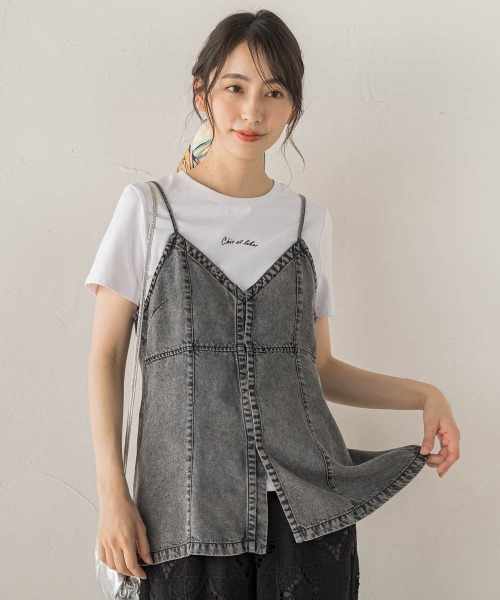 Droite lautreamont(ドロワットロートレアモン)の「Air DENIM キャミビスチェ(キャミソール・レディース・ブラック/ブルー・M)」の3枚目の写真