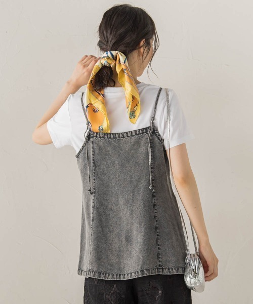 Droite lautreamont(ドロワットロートレアモン)の「Air DENIM キャミビスチェ(キャミソール・レディース・ブラック/ブルー・M)」の6枚目の写真