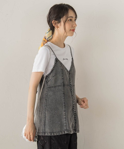 Droite lautreamont(ドロワットロートレアモン)の「Air DENIM キャミビスチェ(キャミソール・レディース・ブラック/ブルー・M)」の5枚目の写真
