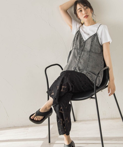 Droite lautreamont(ドロワットロートレアモン)の「Air DENIM キャミビスチェ(キャミソール・レディース・ブラック/ブルー・M)」の13枚目の写真