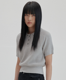 NONBLANK（ノンブランク）の「ラグランハーフスリーブカラークロップニット_GREY（ニット/セーター）」