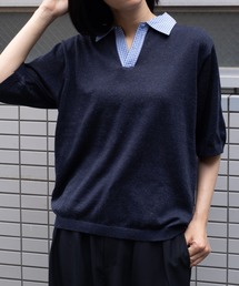 BROKEN BASE（ブロークンベース）の「check skipper knit / チェックスキッパーニット（Tシャツ/カットソー）」