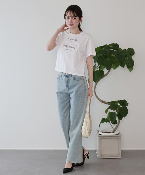 BLUEEAST(ブルーイースト)の「ハートレースショートTシャツ(Tシャツ/カットソー・レディース・ホワイト/ブラック/ブラウン・MEDIUM)」の6枚目の写真