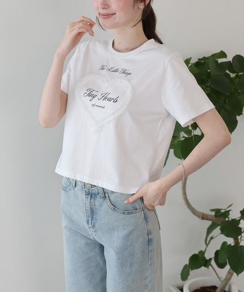 BLUEEAST(ブルーイースト)の「ハートレースショートTシャツ(Tシャツ/カットソー・レディース・ホワイト/ブラック/ブラウン・MEDIUM)」の4枚目の写真