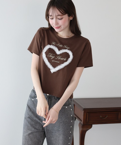 BLUEEAST(ブルーイースト)の「ハートレースショートTシャツ(Tシャツ/カットソー・レディース・ホワイト/ブラック/ブラウン・MEDIUM)」の8枚目の写真