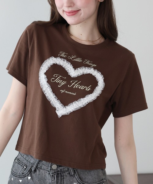 BLUEEAST(ブルーイースト)の「ハートレースショートTシャツ(Tシャツ/カットソー・レディース・ホワイト/ブラック/ブラウン・MEDIUM)」の9枚目の写真