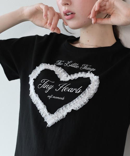BLUEEAST(ブルーイースト)の「ハートレースショートTシャツ(Tシャツ/カットソー・レディース・ホワイト/ブラック/ブラウン・MEDIUM)」の19枚目の写真