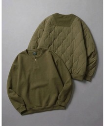 ANPAS | Fleece-Lined Quilted Panel Sweatshirt / 裏起毛キルティング切替スウェット トレーナー ワイドシルエット メンズ レディース ユニセックス トップス カットソー オーバーサイズ(スウェット)