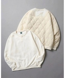ANPAS | Fleece-Lined Quilted Panel Sweatshirt / 裏起毛キルティング切替スウェット トレーナー ワイドシルエット メンズ レディース ユニセックス トップス カットソー オーバーサイズ(スウェット)