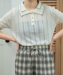 double collar short sleeve polo knit / ダブルカラーショートスリーブポロニット
