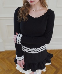 whip frill tops / 配色フリルメロウカットソー