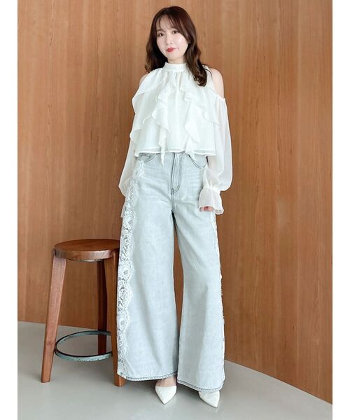 dazzlin(ダズリン)の「サイドレースデニムパンツ(デニムパンツ・レディース・ブラック/ライトグレー/ベージュ・MEDIUM/SMALL/X-SMALL)」の14枚目の写真