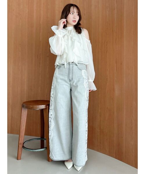 dazzlin(ダズリン)の「サイドレースデニムパンツ(デニムパンツ・レディース・ブラック/ライトグレー/ベージュ・MEDIUM/SMALL/X-SMALL)」の15枚目の写真