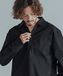 Magine | ms6582-Refined Stretch Denim Skipper Pullover Shirt スキッパープルオーバーシャツ(MGN-263-002)(シャツ/ブラウス)