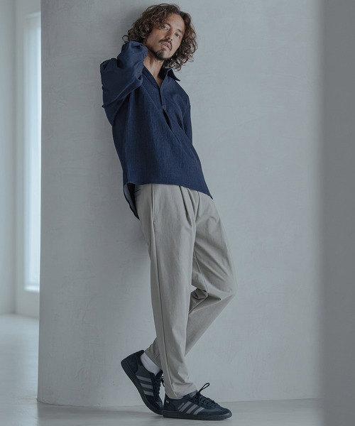 Magine(マージン)の「ms6582-Refined Stretch Denim Skipper Pullover Shirt スキッパープルオーバーシャツ(MGN-263-002)(シャツ/ブラウス・メンズ・ブラック/ダークインディゴブルー/ワンウォッシュ・44/46/48)」の15枚目の写真