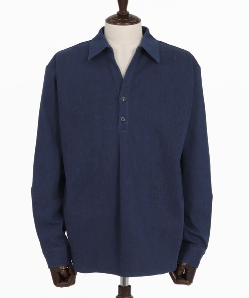 Magine(マージン)の「ms6582-Refined Stretch Denim Skipper Pullover Shirt スキッパープルオーバーシャツ(MGN-263-002)(シャツ/ブラウス・メンズ・ブラック/ダークインディゴブルー/ワンウォッシュ・44/46/48)」の17枚目の写真