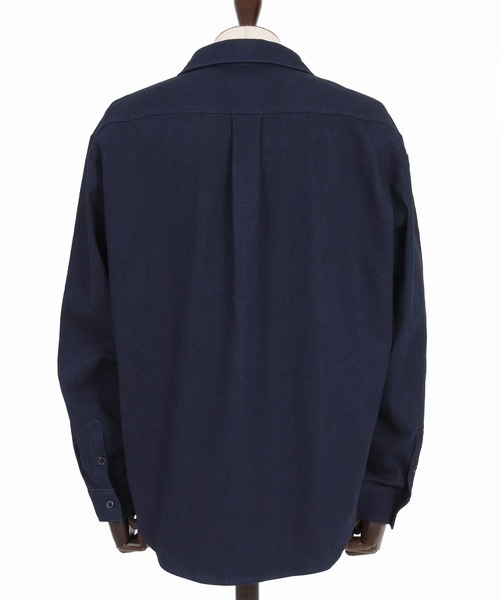 Magine(マージン)の「ms6582-Refined Stretch Denim Skipper Pullover Shirt スキッパープルオーバーシャツ(MGN-263-002)(シャツ/ブラウス・メンズ・ブラック/ダークインディゴブルー/ワンウォッシュ・44/46/48)」の20枚目の写真