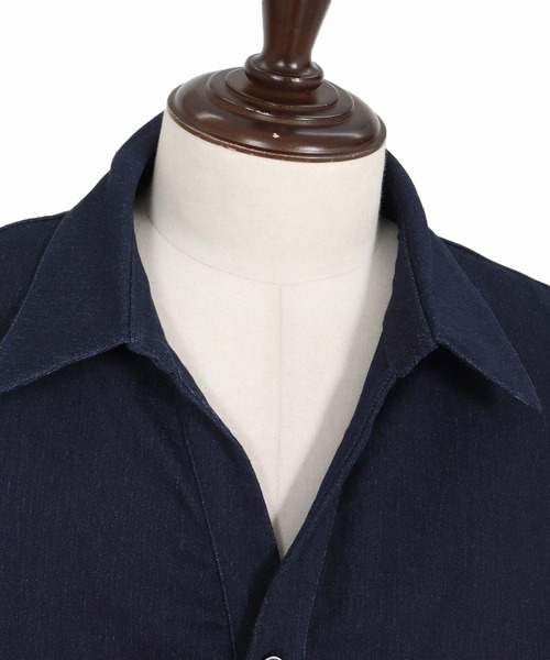 Magine(マージン)の「ms6582-Refined Stretch Denim Skipper Pullover Shirt スキッパープルオーバーシャツ(MGN-263-002)(シャツ/ブラウス・メンズ・ブラック/ダークインディゴブルー/ワンウォッシュ・44/46/48)」の21枚目の写真