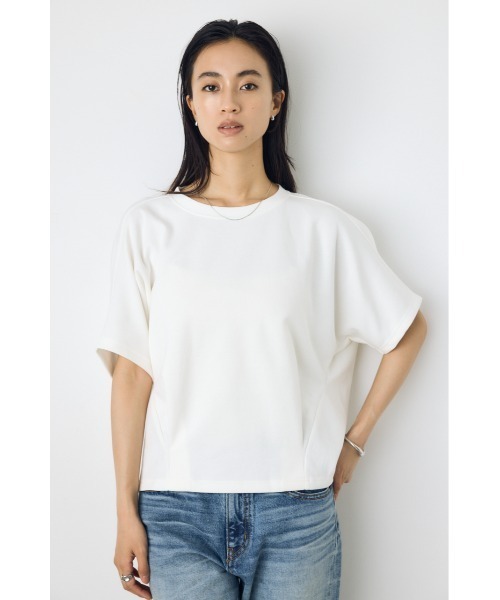 AZUL by moussy(アズールバイマウジー)の「【身長/骨格別着用画像あり】コクーンカットトップス 春服 夏服 秋服 シンプル 無地 大人カジュアル 二の腕カバー 体系カバー(Tシャツ/カットソー・レディース・ブラウン/ブラック/オフホワイト・FREE)」の4枚目の写真
