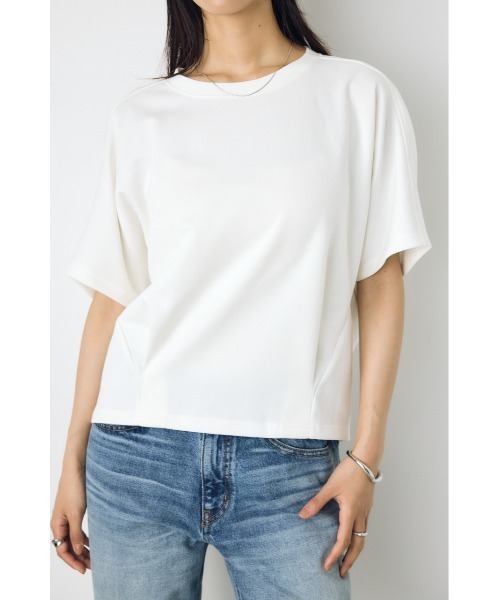 AZUL by moussy(アズールバイマウジー)の「【身長/骨格別着用画像あり】コクーンカットトップス 春服 夏服 秋服 シンプル 無地 大人カジュアル 二の腕カバー 体系カバー(Tシャツ/カットソー・レディース・ブラウン/ブラック/オフホワイト・FREE)」の5枚目の写真
