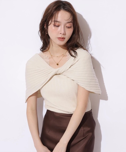 Mystrada(マイストラーダ)の「クロスケープオフショルニット(ニット/セーター・レディース・チャコールグレー/ベージュ系その他/ブラック・38)」の21枚目の写真
