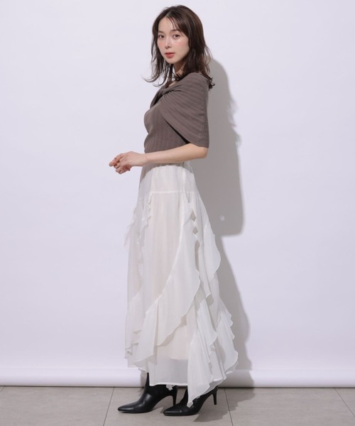 Mystrada(マイストラーダ)の「クロスケープオフショルニット(ニット/セーター・レディース・チャコールグレー/ベージュ系その他/ブラック・38)」の8枚目の写真