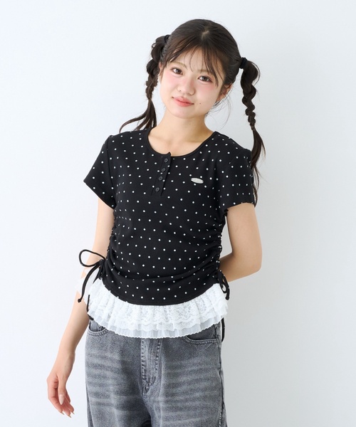 LTXC】フリルヘムドッキング半袖テレコ（Tシャツ/カットソー