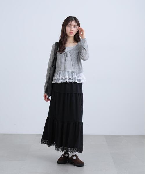FREE'S MART(フリーズマート)の「◆レイヤード風裾レース長袖カットソー(Tシャツ/カットソー・レディース・グレー/ベージュ/ホワイト・FREE)」の10枚目の写真