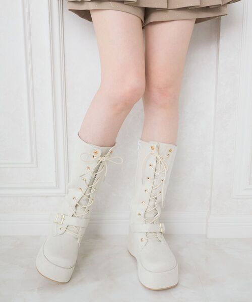 MAJESTIC LEGON(マジェスティックレゴン)の「2WAYファー厚底ロングブーツ(ブーツ・レディース・キャメル/アイボリー・X-LARGE/SMALL/MEDIUM/LARGE)」の19枚目の写真