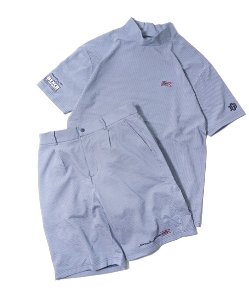 BENCH AT THE GREENE GOLF(ベンチアットザグリーンゴルフ)の「BENCH AT THE GREENE GOLF / KNIT SEERSUCKER SHORTS /セットアップ対応 通気性・吸汗速乾・UVカット COOLMAX(その他パンツ・メンズ・ホワイト×ネイビー/ブラック・MEDIUM/LARGE/X-LARGE)」の3枚目の写真