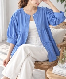 着方は2WAY◎ティアードシルエットでふんわり華やか ティアードボリュームブラウス