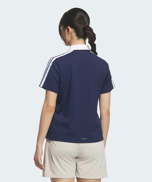 adidas（アディダス）の「スリーストライプス クライマクール ピケ 半袖 ポロシャツ【adidas Golf/アディダスゴルフ】（ポロシャツ・レディース・ブルー・LARGE/MEDIUM/SMALL/X-LARGE/X-SMALL）」の2枚目の写真
