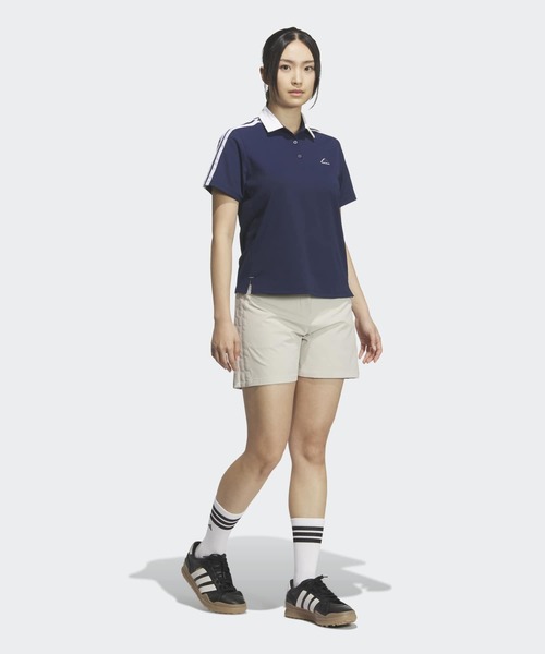 adidas（アディダス）の「スリーストライプス クライマクール ピケ 半袖 ポロシャツ【adidas Golf/アディダスゴルフ】（ポロシャツ・レディース・ブルー・LARGE/MEDIUM/SMALL/X-LARGE/X-SMALL）」の5枚目の写真