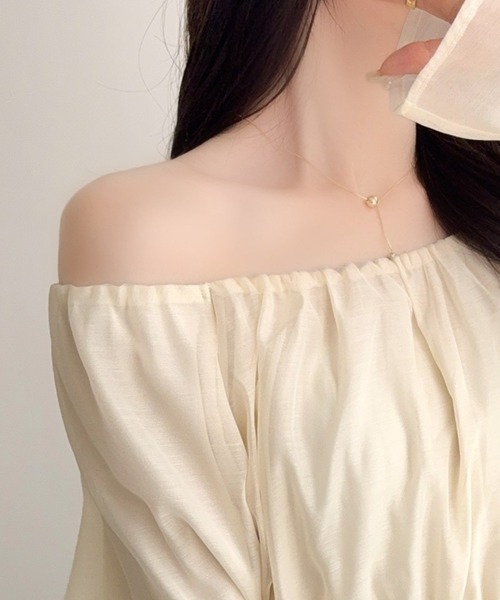 mily bilet（ミウィビレット）の「【mily bilet】シアー×ペプラムで、大人可愛く。キャンディスリーブシアーギャザーペプラムブラウス (長袖) (シアー)（シャツ/ブラウス・レディース・チャコール/ブラウン/アイボリー・LARGE/X-LARGE/MEDIUM/SMALL）」の15枚目の写真
