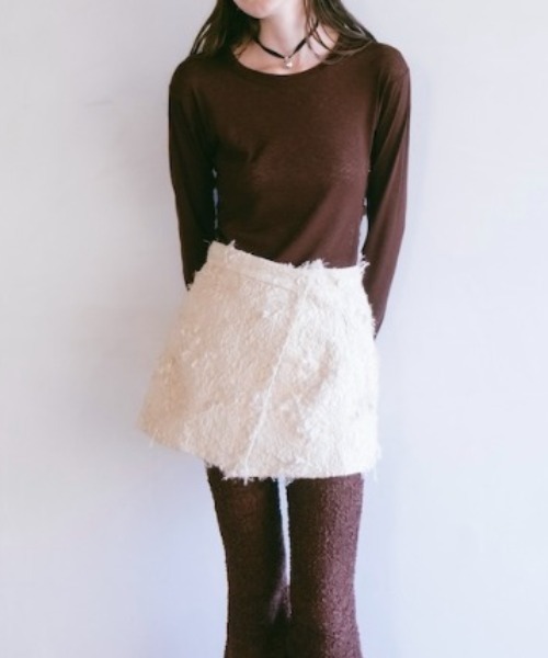 sahara(サハラ)の「Cut Jacquard Apron(スカート・レディース・アイボリー/ブラック・FREE)」の2枚目の写真