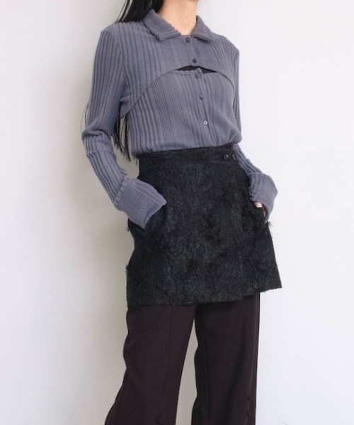 sahara(サハラ)の「Cut Jacquard Apron(スカート・レディース・アイボリー/ブラック・FREE)」の1枚目の写真